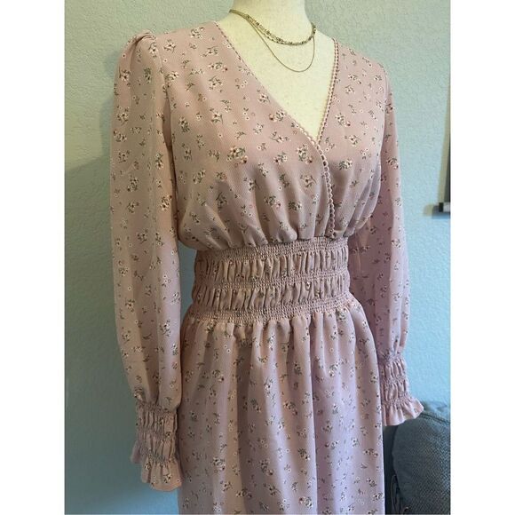 NWT Wayf Delaney Smocked Pink Dainty Floral Dress - Size Small - 91846WCH - Picture 2 of 10